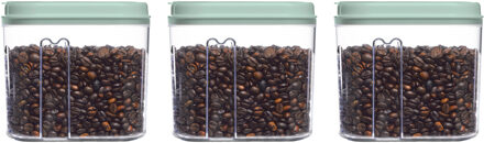 Voedselcontainer strooibus - 3x - mintgroen - 1000 ml - kunststof - 15 x 8 x 14 cm - voorraadpot