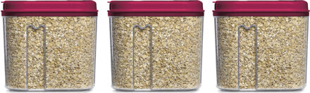 Voedselcontainer strooibus - 3x - roze - 1000 ml - kunststof - 15 x 8 x 14 cm - voorraadpot