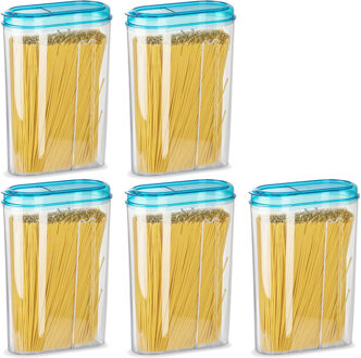 Voedselcontainer strooibus - 5x - blauw - 1500 ml - kunststof - 15 x 8 x 23 cm - voorraadpot