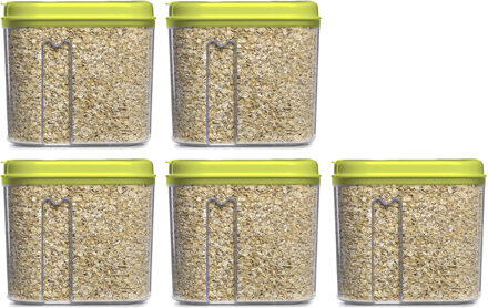 Voedselcontainer strooibus - 5x - groen - 1000 ml - kunststof - 15 x 8 x 14 cm - voorraadpot