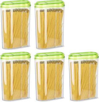 Voedselcontainer strooibus - 5x - groen - 1500 ml - kunststof - 15 x 8 x 23 cm - voorraadpot