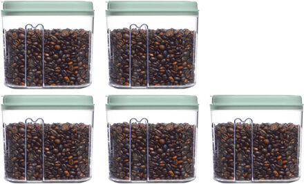 Voedselcontainer strooibus - 5x - mintgroen - 1000 ml - kunststof - 15 x 8 x 14 cm - voorraadpot