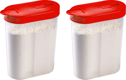 Voedselcontainer strooibus - 5x - rood - inhoud 1 liter - kunststof - 15 x 7 x 19 cm