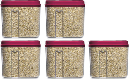 Voedselcontainer strooibus - 5x - roze - 1000 ml - kunststof - 15 x 8 x 14 cm - voorraadpot