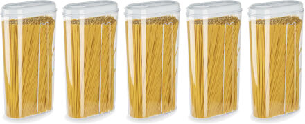 Voedselcontainer strooibus - 5x - wit - 2350 ml - kunststof - 15 x 8 x 30 cm - voorraadpot