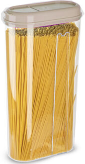 Voedselcontainer strooibus - beige - 2350 ml - kunststof - 15 x 8 x 30 cm - voorraadpot