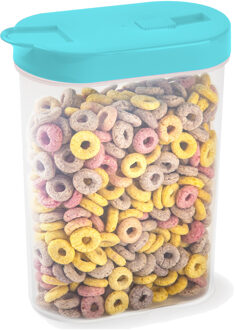 Voedselcontainer strooibus - blauw - inhoud 1 liter - kunststof - 15 x 7 x 19 cm