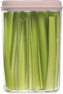 Voedselcontainer strooibus - lichtroze - 1500 ml - kunststof - 15 x 8 x 23 cm - voorraadpot