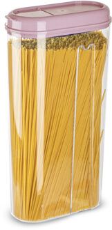 Voedselcontainer strooibus - lichtroze - 2350 ml - kunststof - 15 x 8 x 30 cm - voorraadpot