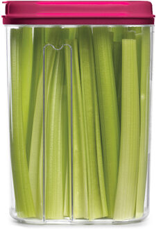 Voedselcontainer strooibus - roze - 1500 ml - kunststof - 15 x 8 x 23 cm - voorraadpot