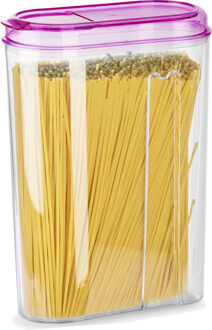 Voedselcontainer strooibus - roze - 1500 ml - kunststof - 15 x 8 x 23 cm - voorraadpot