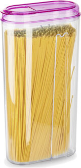 Voedselcontainer strooibus - roze - 2350 ml - kunststof - 15 x 8 x 30 cm - voorraadpot