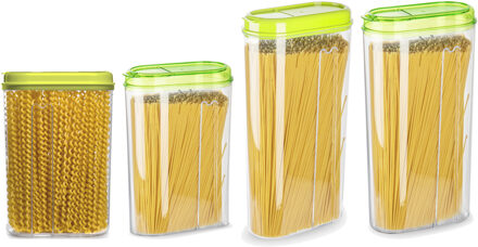 Voedselcontainers set - 4 stuks - groen - 2350ml en 1500ml - kunststof - voorraadpot/strooibus