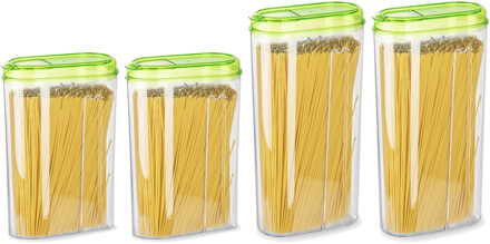 Voedselcontainers set - 4 stuks - groen - 2350ml en 1500ml - kunststof - voorraadpot/strooibus