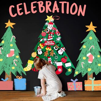 Voelde Kerstboom Kinderen Kerst Decoratie Kerstboom Diy Vilt Kerstboom Puzzel Game Met 32 Ornamenten