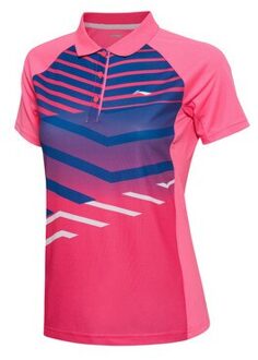 Voering Vrouwen Zomer Badminton T-shirt Comfortabel Ademend Sneldrogend Streep Shirt AAYL121 Roze / L