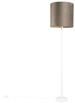 Voerlamp wit met taupe kap en gouden binnenkant 40 cm - Simplo Bruin