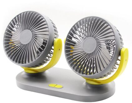 Voertuig Fan 12V 24V Universele Auto Voor Kleine Elektrische Ventilator Grote Vrachtwagen Double Headed Roterende Usb Fan R-8037 grijs geel