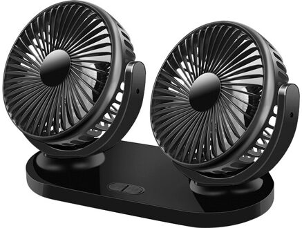 Voertuig Fan 12V 24V Universele Auto Voor Kleine Elektrische Ventilator Grote Vrachtwagen Double Headed Roterende Usb Fan R-8037 Solid zwart
