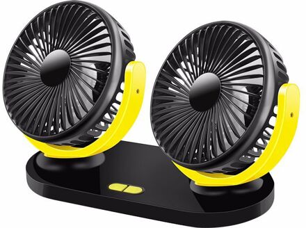 Voertuig Fan 12V 24V Universele Auto Voor Kleine Elektrische Ventilator Grote Vrachtwagen Double Headed Roterende Usb Fan R-8037 zwart geel