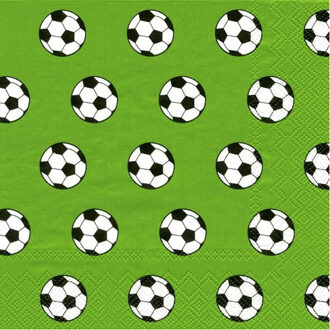 Voetbal ballen thema tafel servetten - groen - 3 laags - 60x stuks - 33 x 33 cm - sport