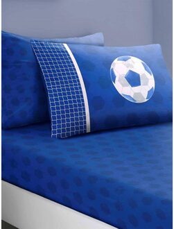 Voetbal hoeslaken set (Blauw/Wit)