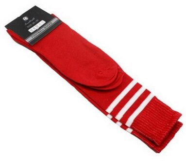 Voetbal Kniehoge Gestreepte Sokken Klassieke Natuurlijke Kleur Sokken Mannen Elastische Sokken Vrouwen Voorraden rood