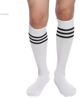 Voetbal Kniehoge Gestreepte Sokken Klassieke Natuurlijke Kleur Sokken Mannen Elastische Sokken Vrouwen Voorraden wit