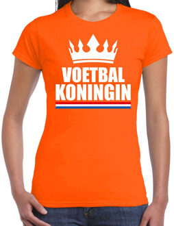 Voetbal koningin t-shirt oranje dames - Sport / hobby shirts S - Feestshirts