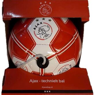 voetbal leer maat 2 rood/wit