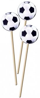 Voetbal prikkers - 8x stuks - 20 cm - cocktailprikkers - ek/wk - oranje