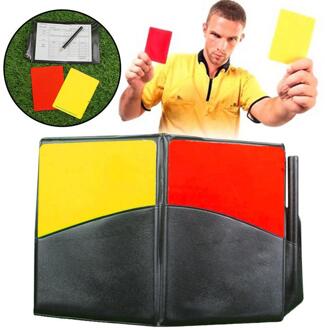 Voetbal Scheidsrechter Opname Rood Geel Kaarten Fluorescerend Rood Gele Kaart Met Lederen Portemonnee Potlood Opname Papier Voetbal Leveringen