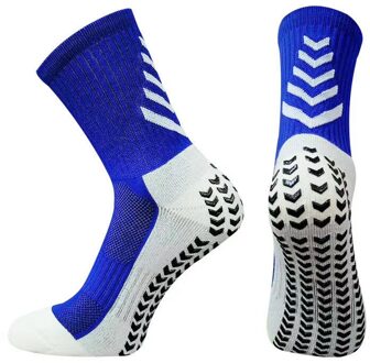 Voetbal Sokken Anti-Slip Zacht Ademend Verdikte Handdoek Bodem Sportsokken Fietsen Vrouwen Kind Voetbal Sokken Blauw