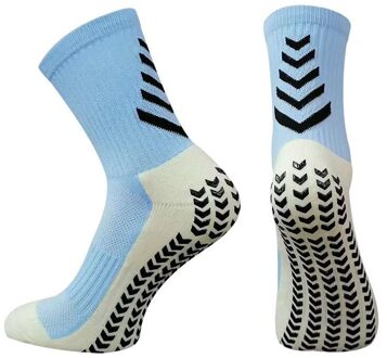 Voetbal Sokken Anti-Slip Zacht Ademend Verdikte Handdoek Bodem Sportsokken Fietsen Vrouwen Kind Voetbal Sokken lucht blauw