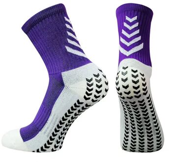 Voetbal Sokken Anti-Slip Zacht Ademend Verdikte Handdoek Bodem Sportsokken Fietsen Vrouwen Kind Voetbal Sokken Paars