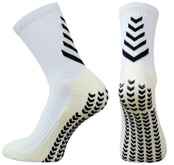 Voetbal Sokken Anti-Slip Zacht Ademend Verdikte Handdoek Bodem Sportsokken Fietsen Vrouwen Kind Voetbal Sokken wit