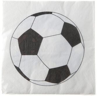 voetbal thema feest servetten - 20x stuks - 33 x 33 cm - papierA - EK/WK themafeest - Feestservetten Wit