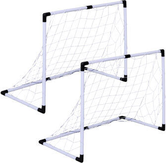 Voetbaldoel set - 2x - 50 x 20 x 16 cm - kunststof - met accessoires