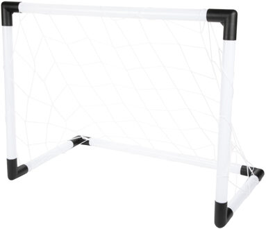 Voetbaldoel - wit/zwart - kunststof - 64 x 49 x 35 cm