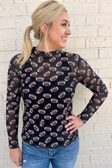 Voetbalprint Kanten Top Zwart