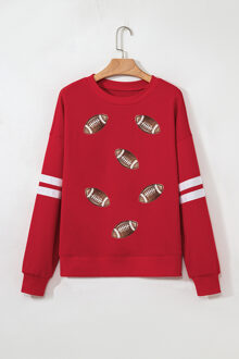 Voetbalprint Sweater met Ronde Hals Rood
