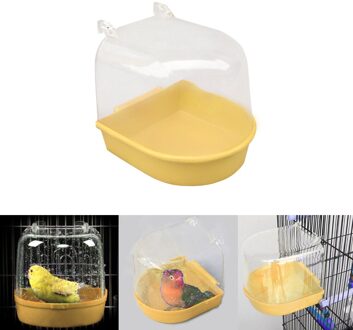 Vogel Bad Bad Bad Doos Vogel Schoonmaken Tool Papegaai Bad Transparante Plastic Opknoping Bad Douche Kooi Accessoires geel