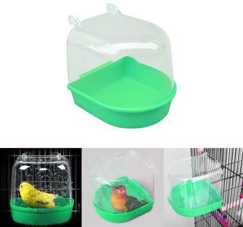 Vogel Bad Bad Bad Doos Vogel Schoonmaken Tool Papegaai Bad Transparante Plastic Opknoping Bad Douche Kooi Accessoires groen
