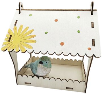 Vogel Feeder Diy Handgemaakte Houten Geschilderd Venster Vogel Feeder Lade Vogel Huis Huisdier Feeder Hanger Installatie Huis Type Feeder