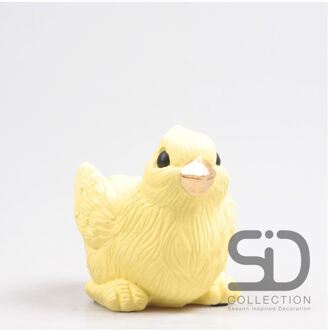 Vogel met bakje 15x10x12cm geel