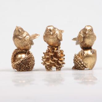 Vogel op noot goud 5x3x6cm