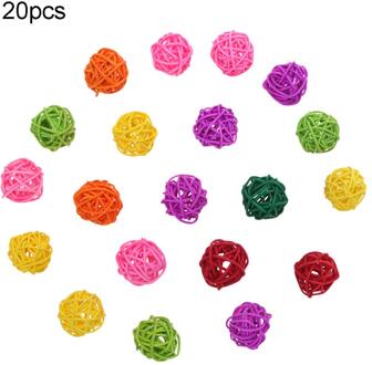 Vogel Speelgoed Kleurrijke Bamboe Weave Houten Schommel Papegaai Speelgoed Klimmen En Bijten Vogelkooi Accessoires 20stk balls