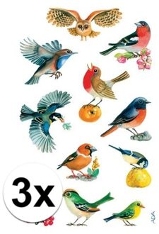 Vogel stickers - 3x stuks - stickervellen van dieren