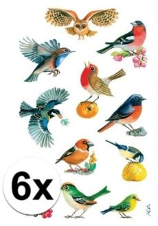 Vogel stickers - 6x stuks - stickervellen van dieren Multi