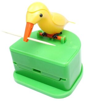 Vogel Tandenstoker Container Automatische Tandenstoker Dispenser Tandenstoker Houder Opbergdoos Bureau Decoratie Keuken Accessoires geel